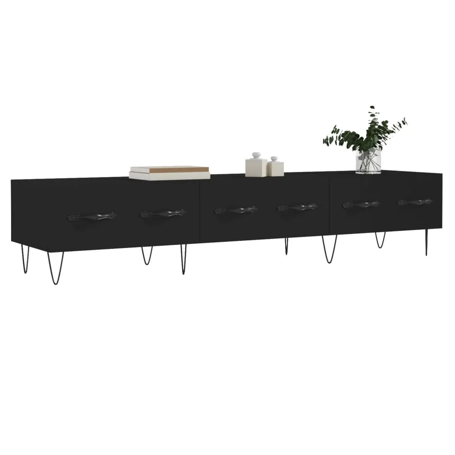 Meuble TV noir 150x36x30 cm bois d'ingénierie - 3