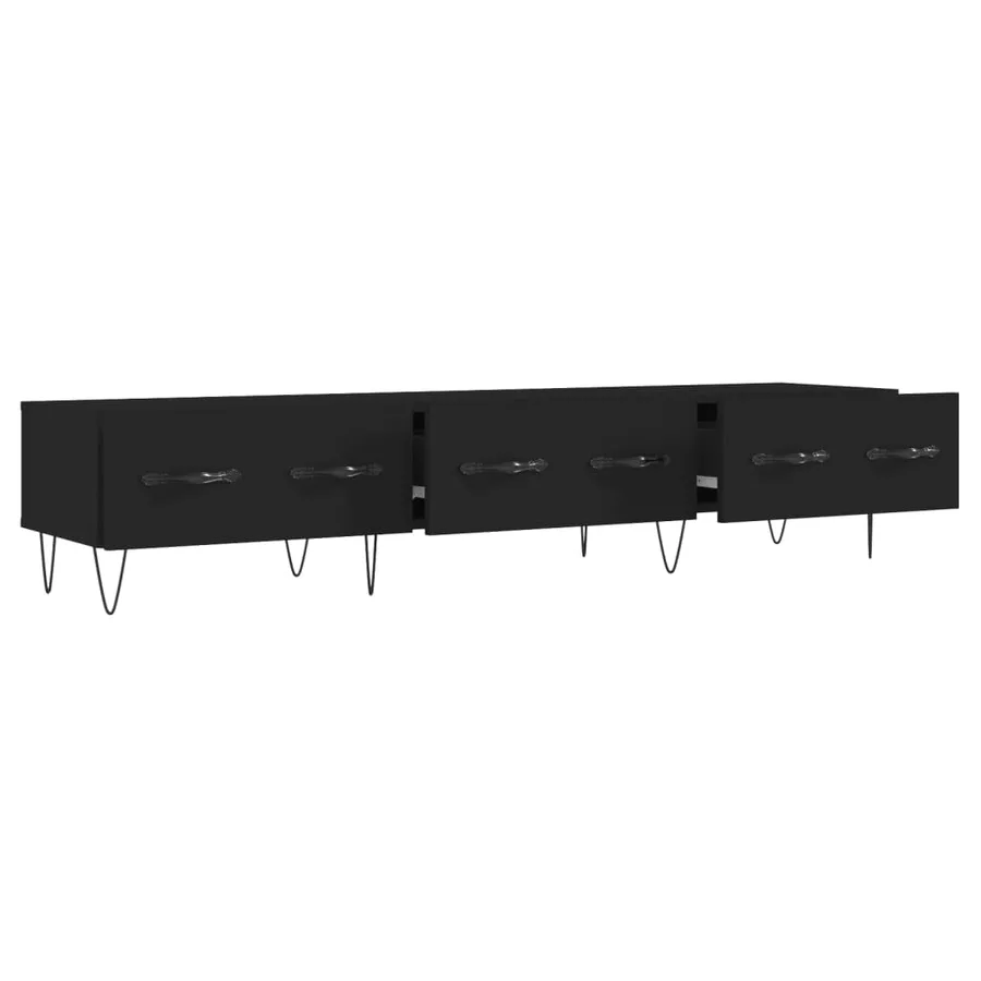Meuble TV noir 150x36x30 cm bois d'ingénierie - 6