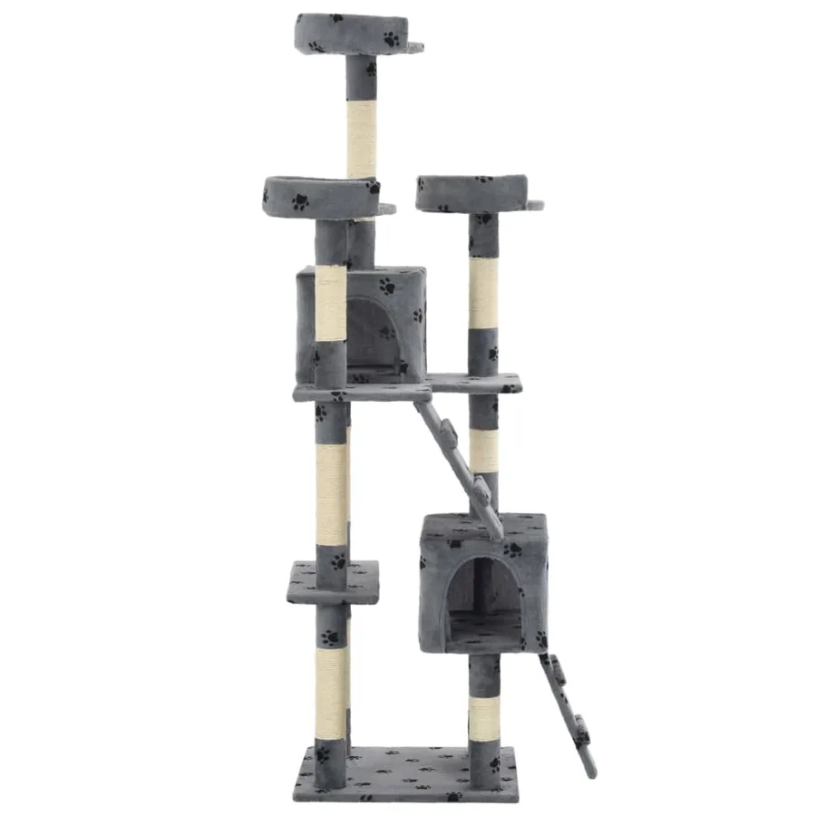 Arbre à chat et griffoirs Sisal 170cm Empreintes de pattes Gris - 3