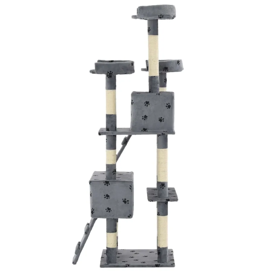 Arbre à chat et griffoirs Sisal 170cm Empreintes de pattes Gris - 4