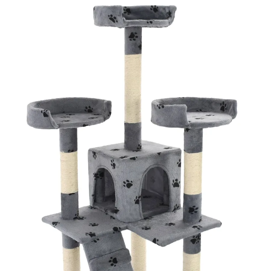 Arbre à chat et griffoirs Sisal 170cm Empreintes de pattes Gris - 5