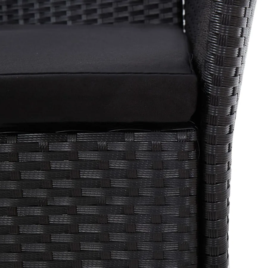 Ensemble à manger d'extérieur 9pcs coussins résine tressée noir - 10