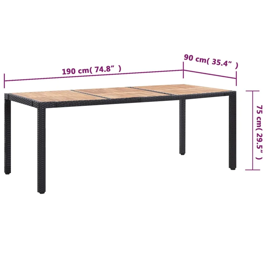 Ensemble à manger d'extérieur 9pcs coussins résine tressée noir - 11