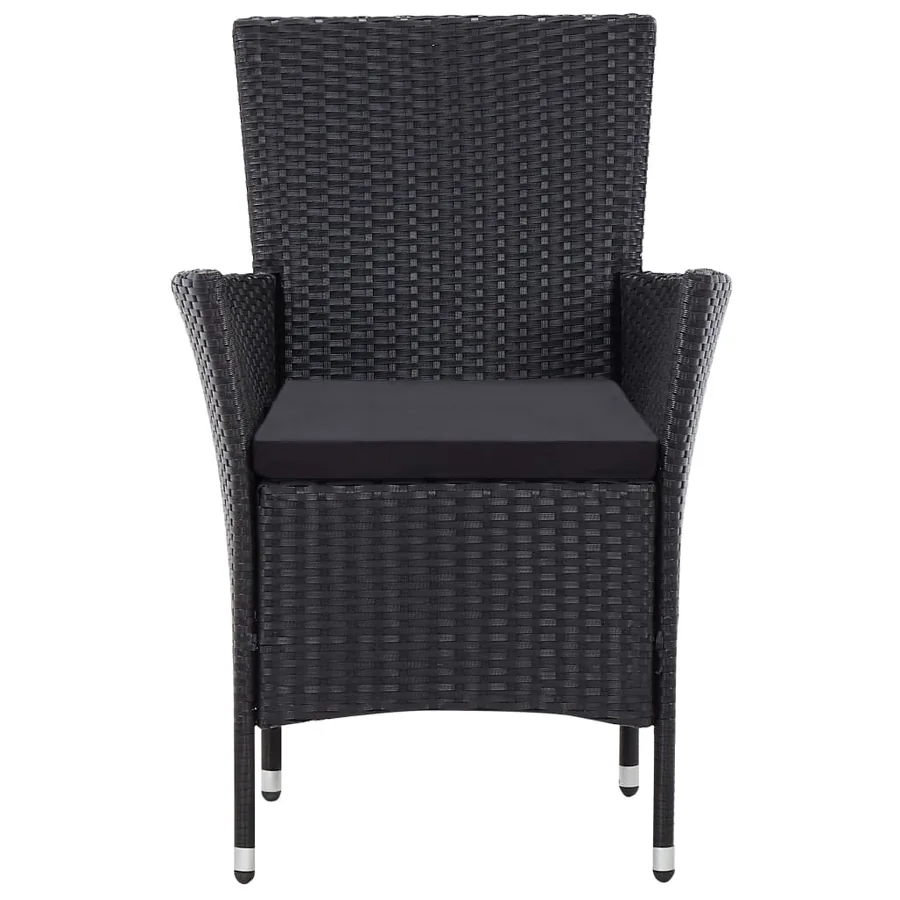 Ensemble à manger d'extérieur 9pcs coussins résine tressée noir - 6