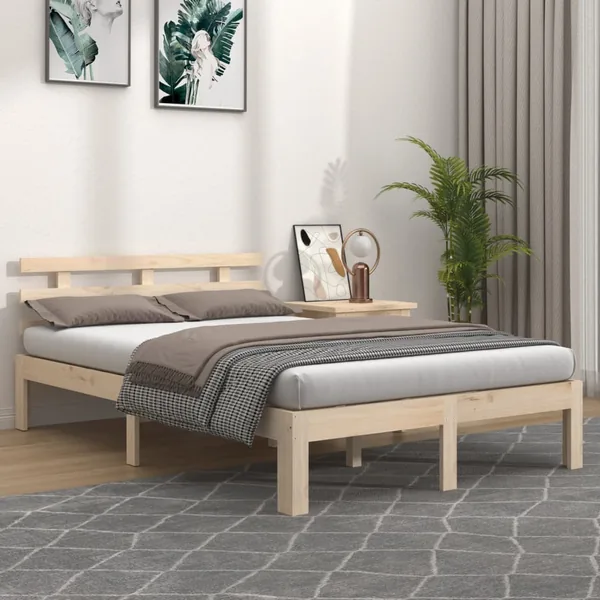 Cadre de lit sans matelas bois massif 160x200 cm