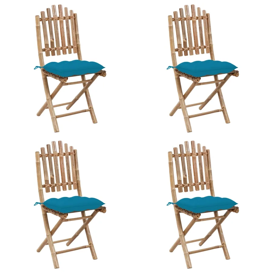 Ensemble à manger d'extérieur pliable 5pcs avec coussins Bambou - 3