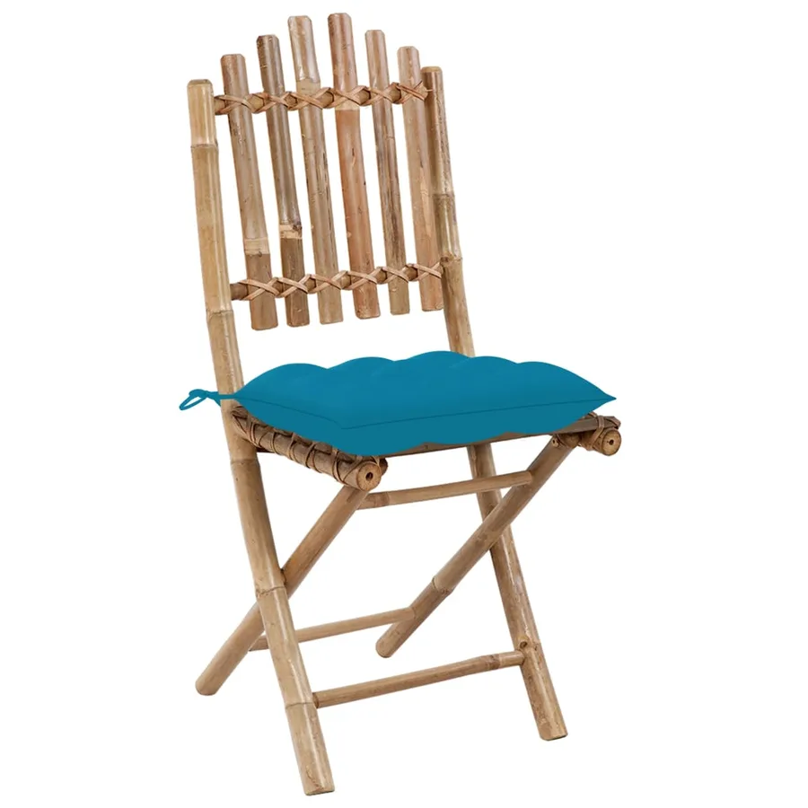 Ensemble à manger d'extérieur pliable 5pcs avec coussins Bambou - 5
