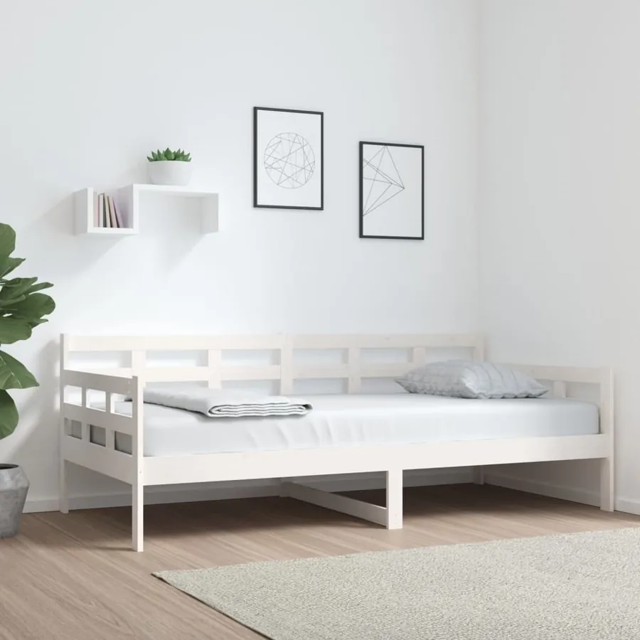 Lit de jour sans matelas blanc bois de pin massif 90x190 cm