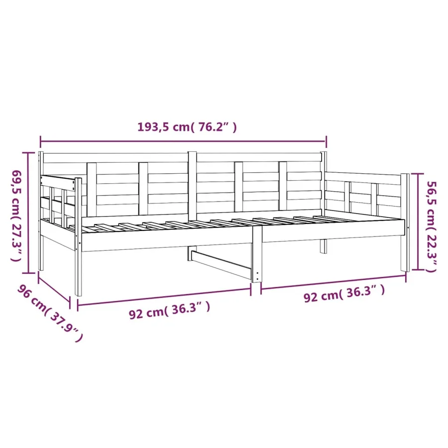 Lit de jour sans matelas blanc bois de pin massif 90x190 cm - 11