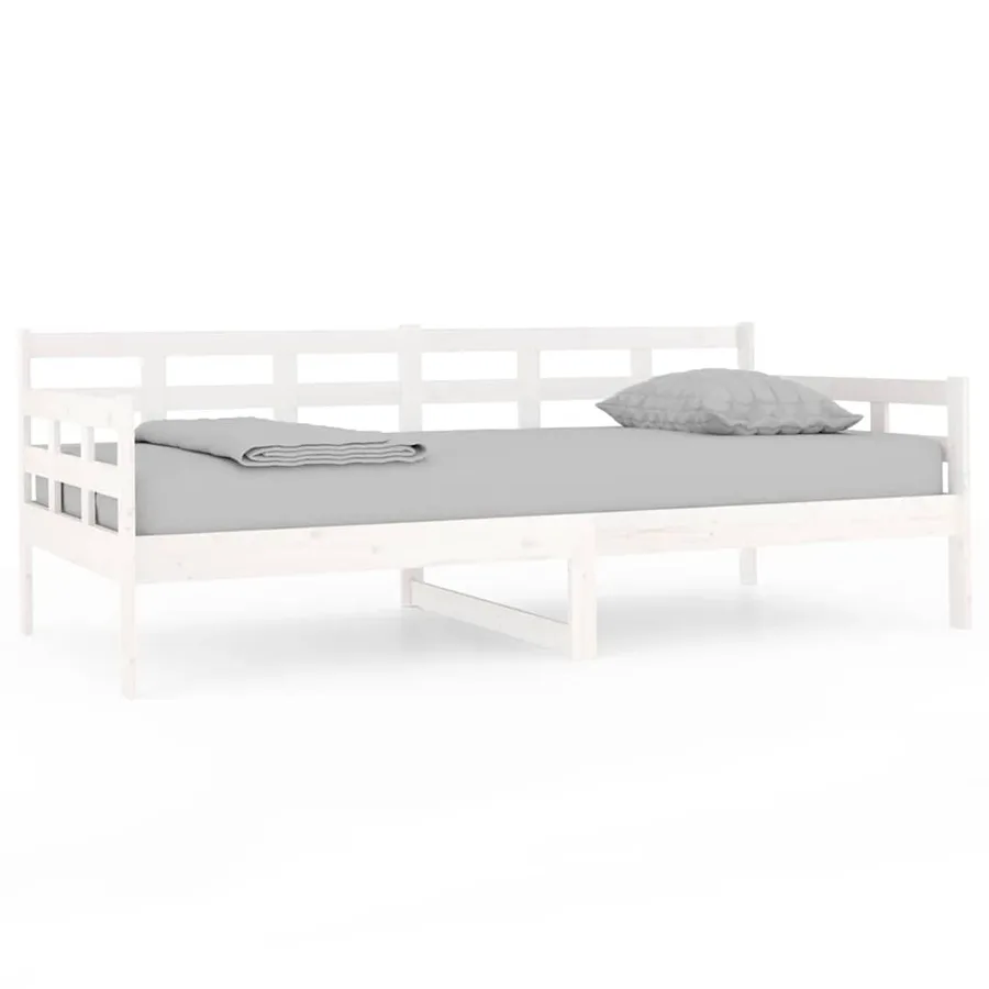 Lit de jour sans matelas blanc bois de pin massif 90x190 cm - 2