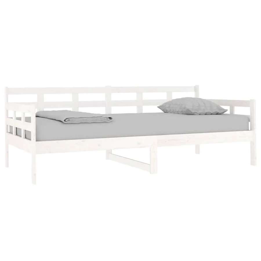 Lit de jour sans matelas blanc bois de pin massif 90x190 cm - 3