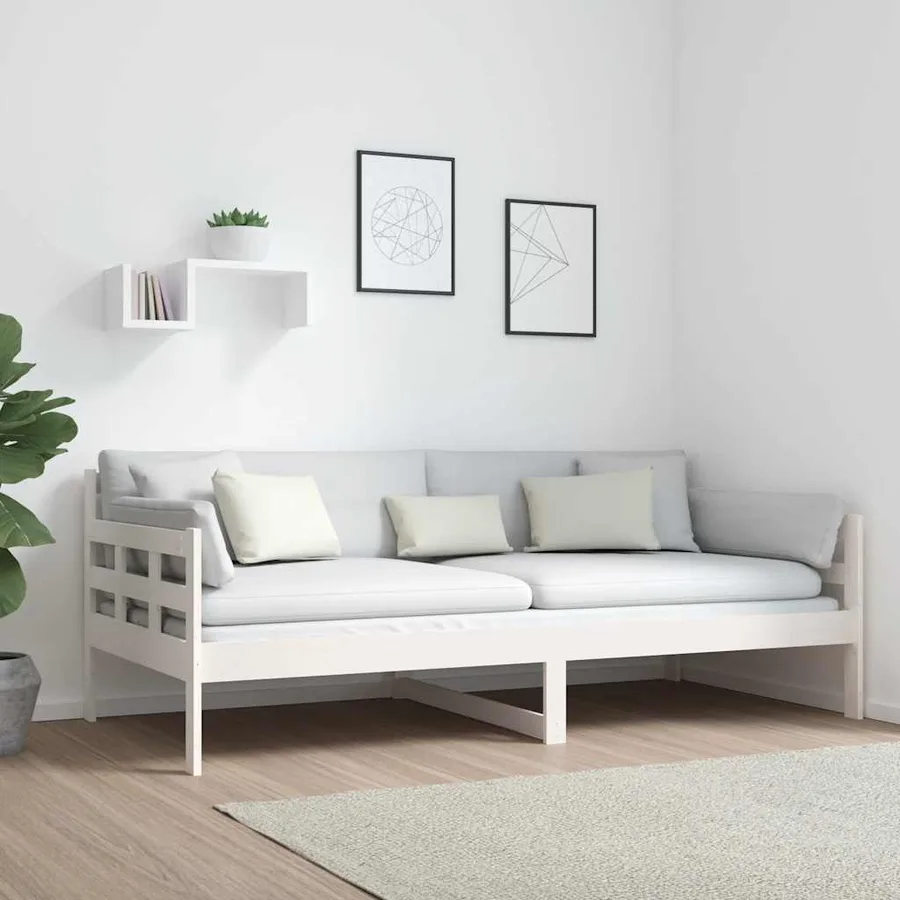 Lit de jour sans matelas blanc bois de pin massif 90x190 cm - 4