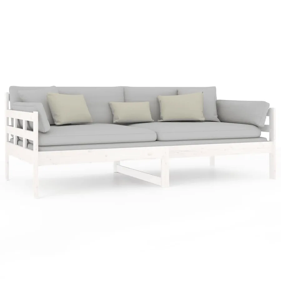 Lit de jour sans matelas blanc bois de pin massif 90x190 cm - 5