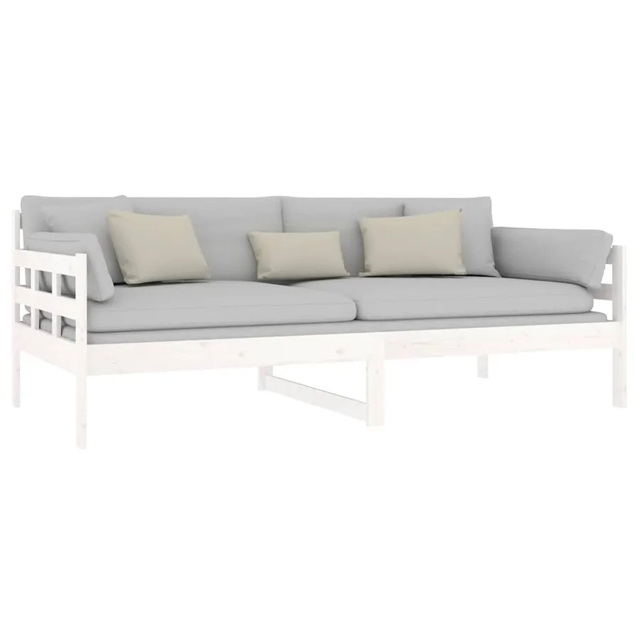 Lit de jour sans matelas blanc bois de pin massif 90x190 cm - 6