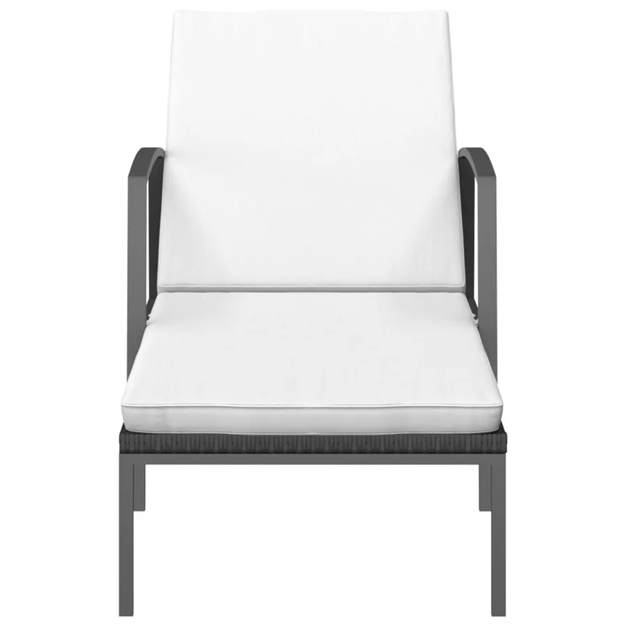 Chaises longues lot de 2 avec table résine tressée noir - 4
