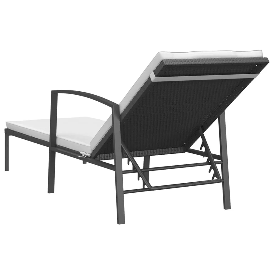 Chaises longues lot de 2 avec table résine tressée noir - 6