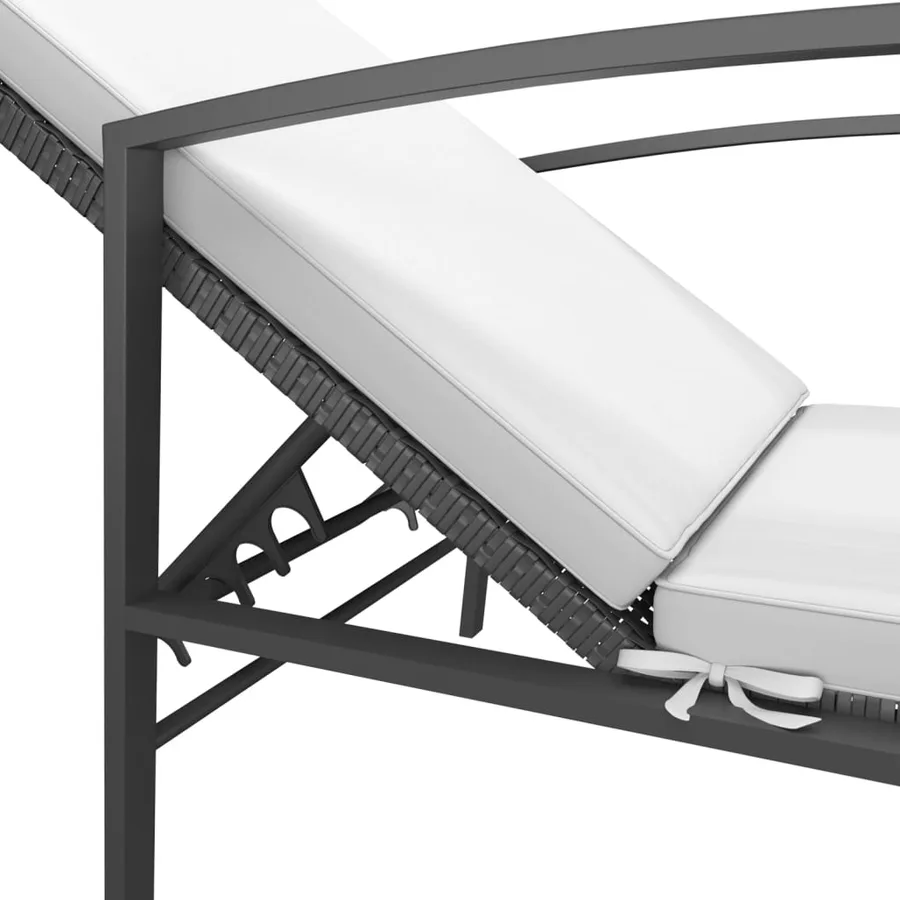 Chaises longues lot de 2 avec table résine tressée noir - 8
