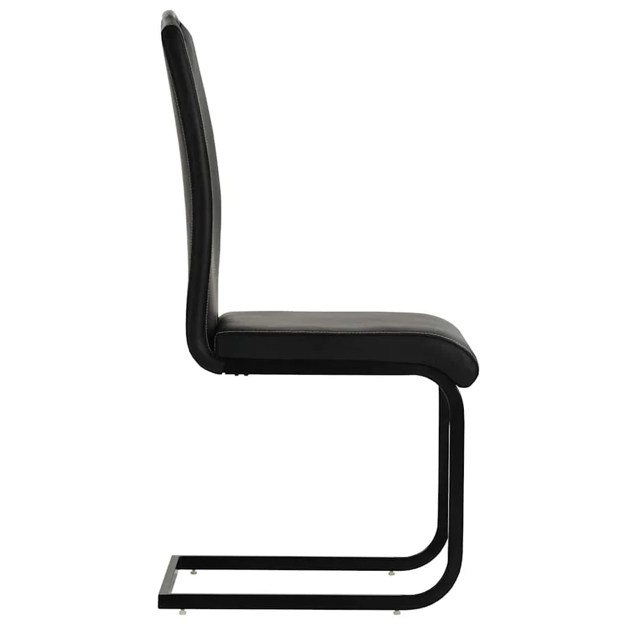 Chaises à manger cantilever lot de 4 noir similicuir - 4