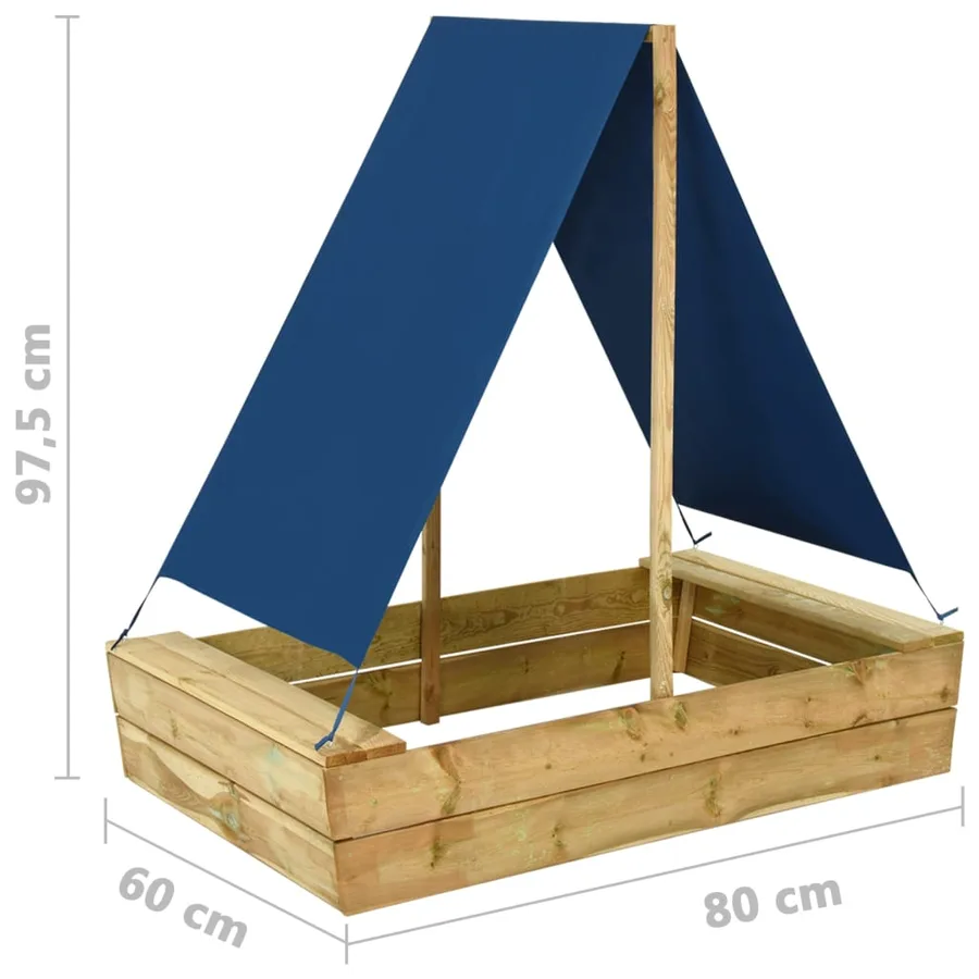 Bac à sable avec toit 80x60x97,5 cm Bois de pin imprégné - 6