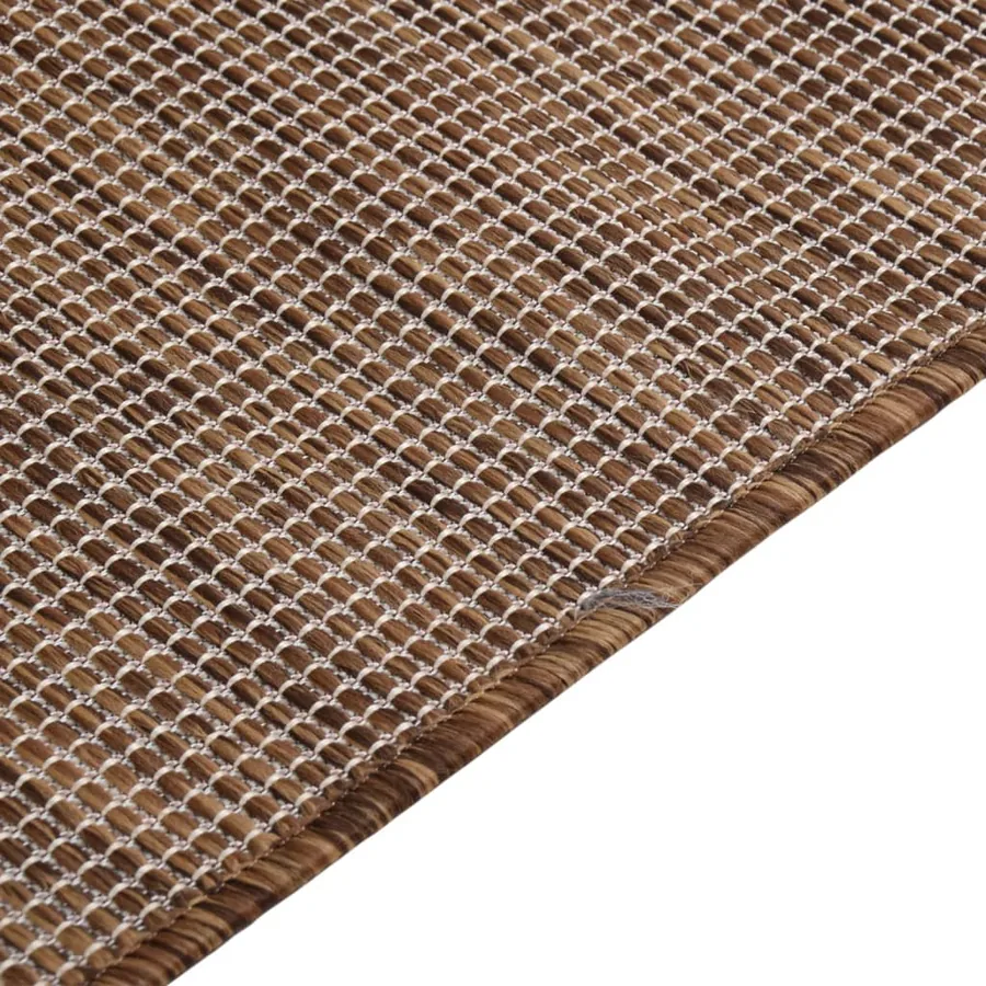 Tapis à tissage plat d'extérieur 140x200 cm Marron - 4