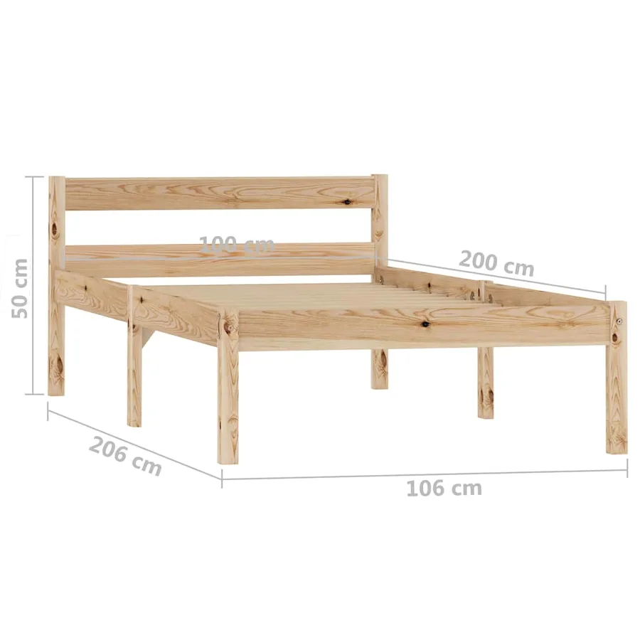 Cadre de lit sans matelas bois massif de pin 100x200 cm - 7