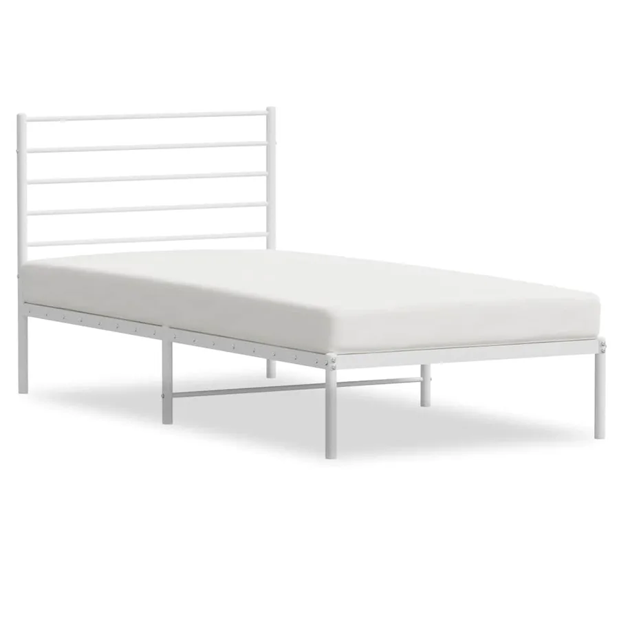 Cadre de lit métal sans matelas et tête de lit blanc 100x200 cm - 2