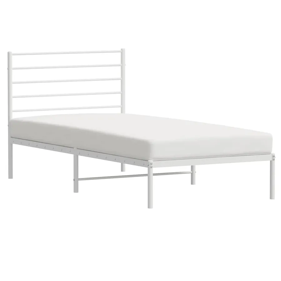 Cadre de lit métal sans matelas et tête de lit blanc 100x200 cm - 4