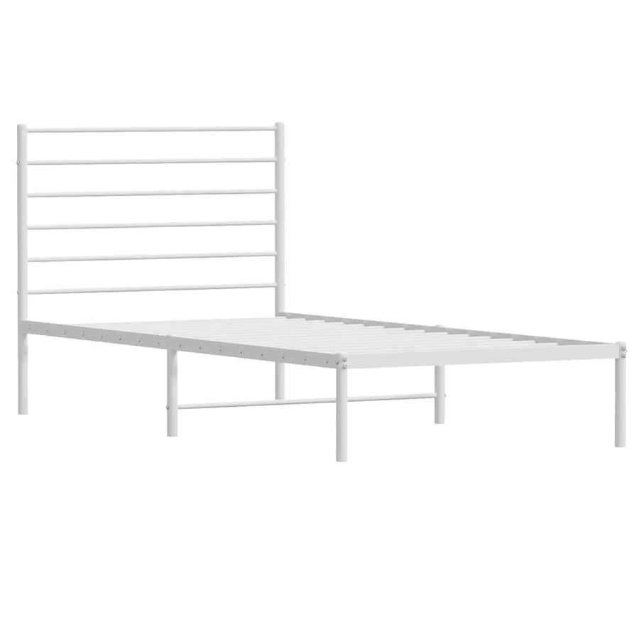 Cadre de lit métal sans matelas et tête de lit blanc 100x200 cm - 5