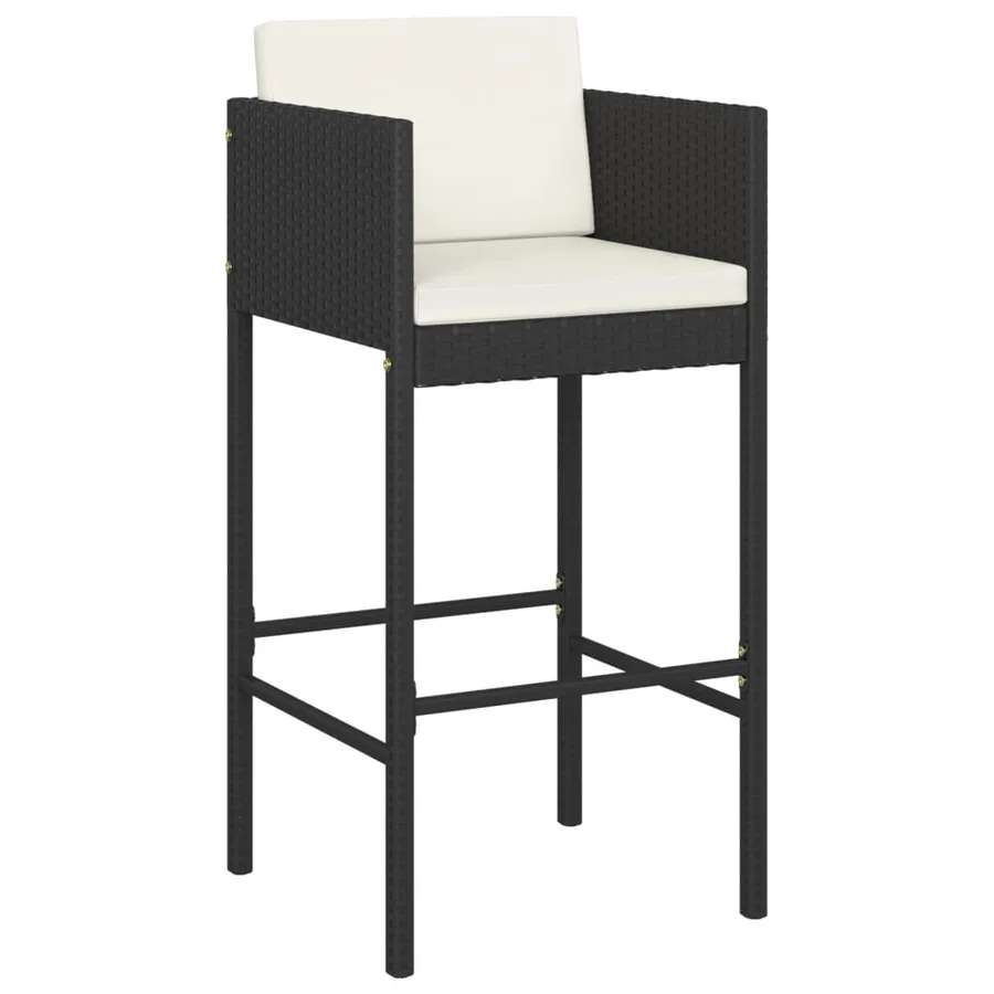 Ensemble de bar de jardin 5 pcs avec coussins noir poly rotin - 3