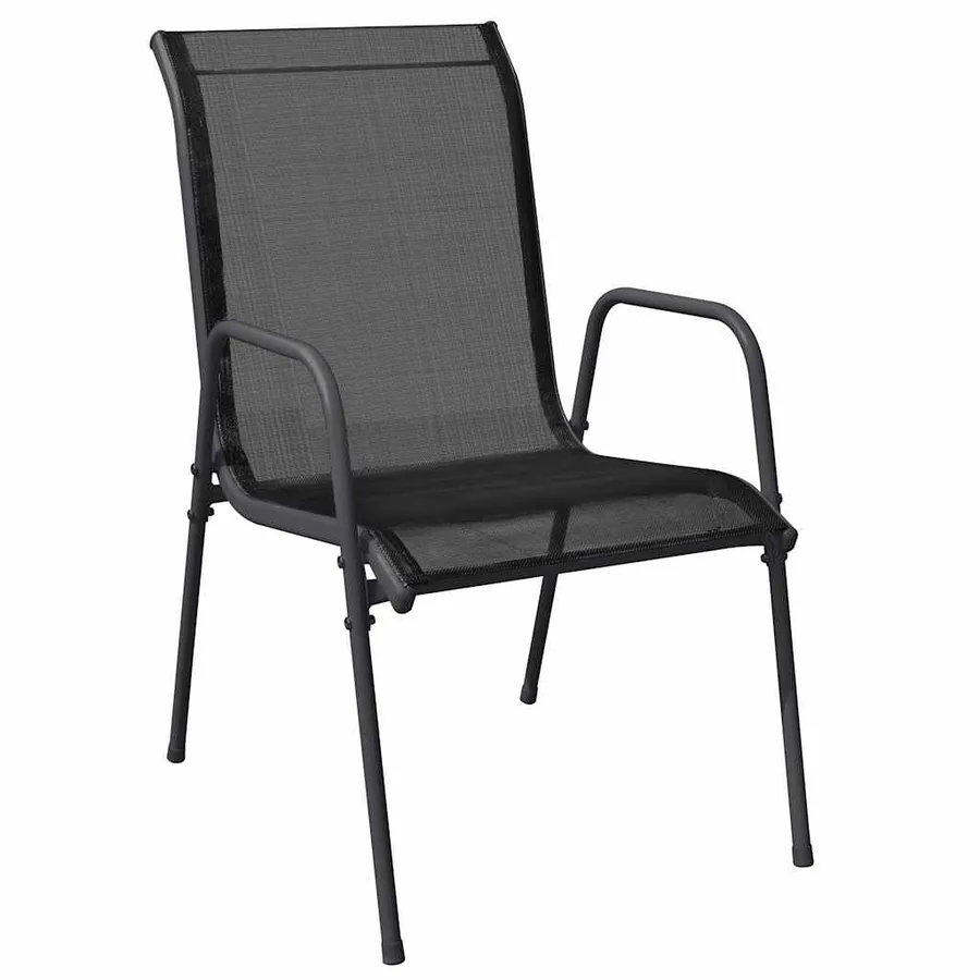 Ensemble à manger de jardin 7 pcs noir textilène et acier - 3