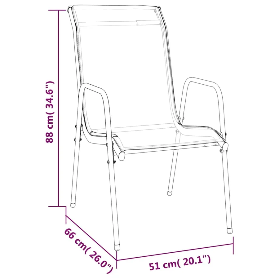 Ensemble à manger de jardin 7 pcs noir textilène et acier - 6
