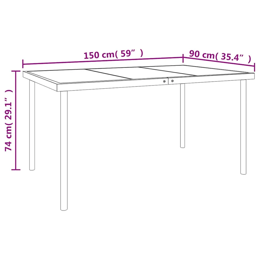 Ensemble à manger de jardin 7 pcs noir textilène et acier - 7