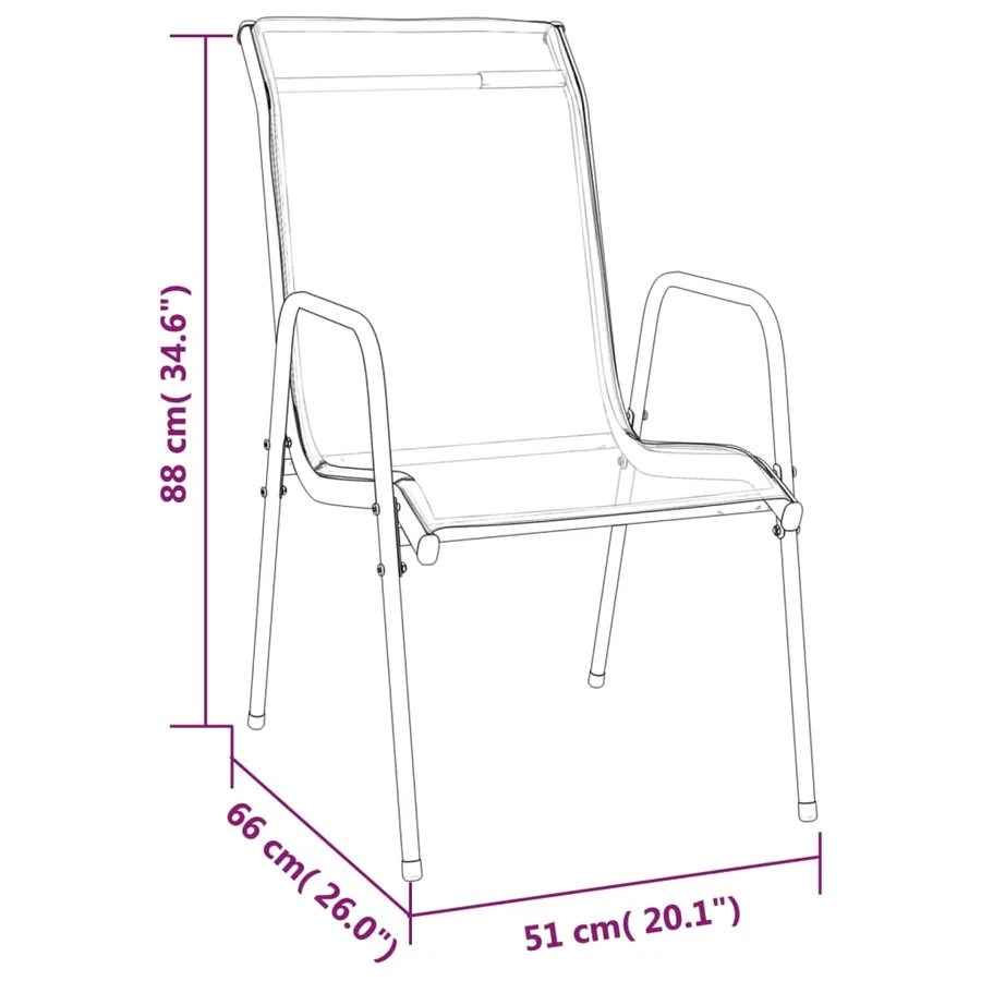 Ensemble à manger de jardin 7 pcs noir textilène et acier - 6