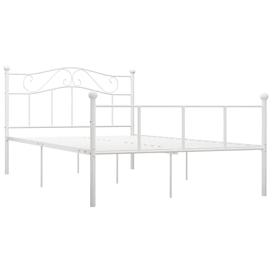 Cadre de lit sans matelas et tête de lit blanc métal 160x200 cm - 2
