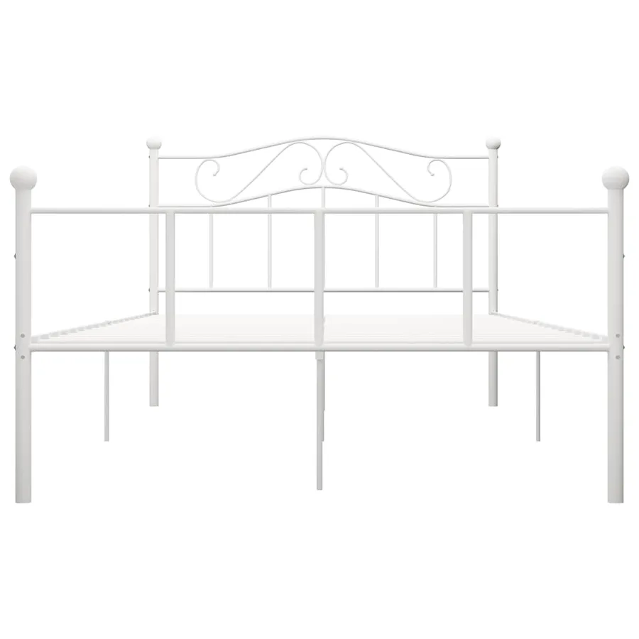 Cadre de lit sans matelas et tête de lit blanc métal 160x200 cm - 3