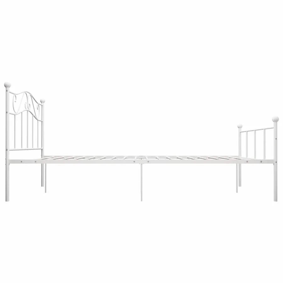 Cadre de lit sans matelas et tête de lit blanc métal 160x200 cm - 4