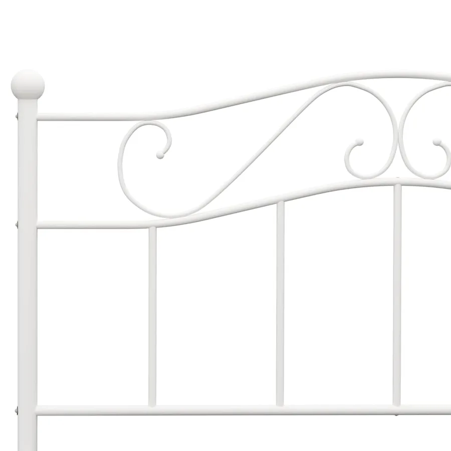 Cadre de lit sans matelas et tête de lit blanc métal 160x200 cm - 5