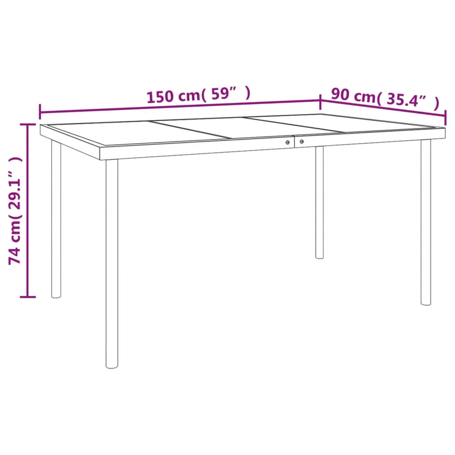 Ensemble à manger de jardin 5 pcs noir textilène et acier - 7