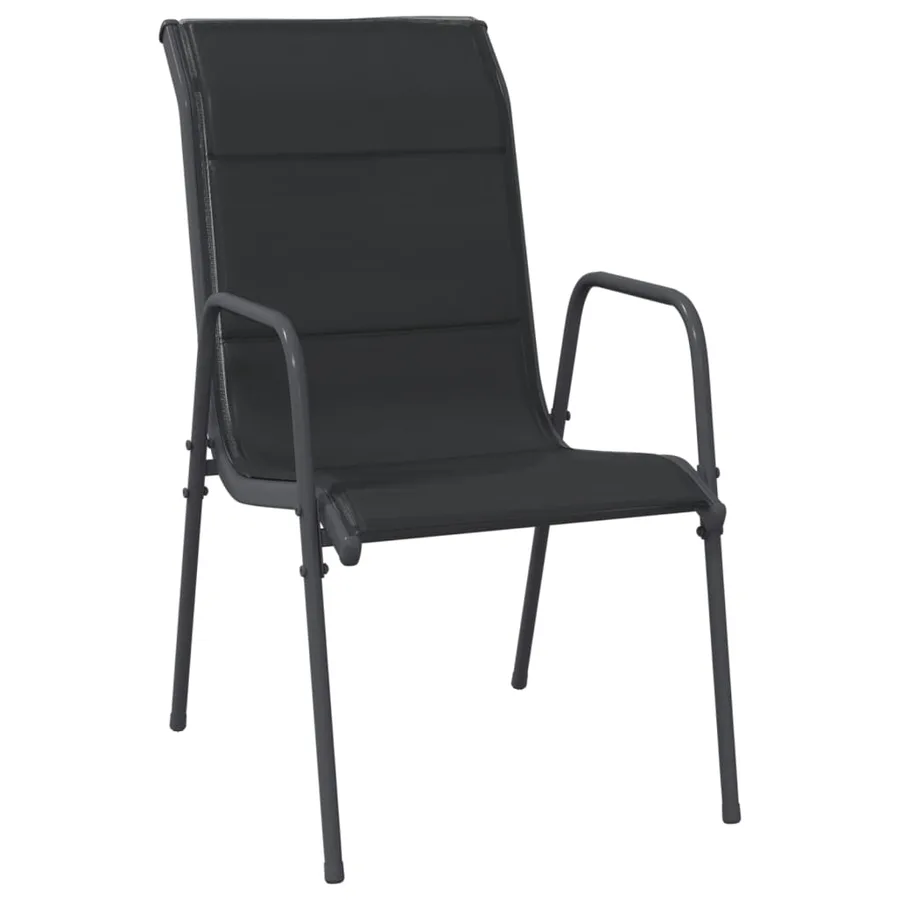 Ensemble à manger de jardin 3 pcs noir textilène et acier - 3