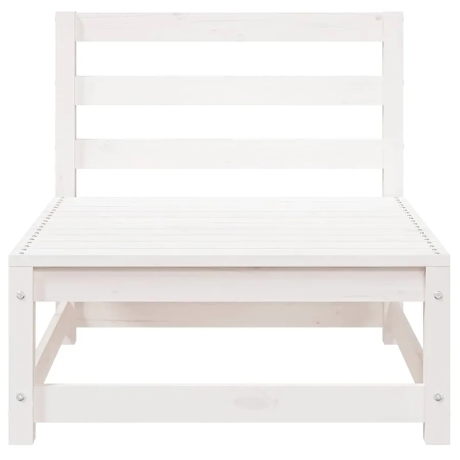 Salon de jardin 2 pcs avec coussins Blanc Bois de pin massif - 5