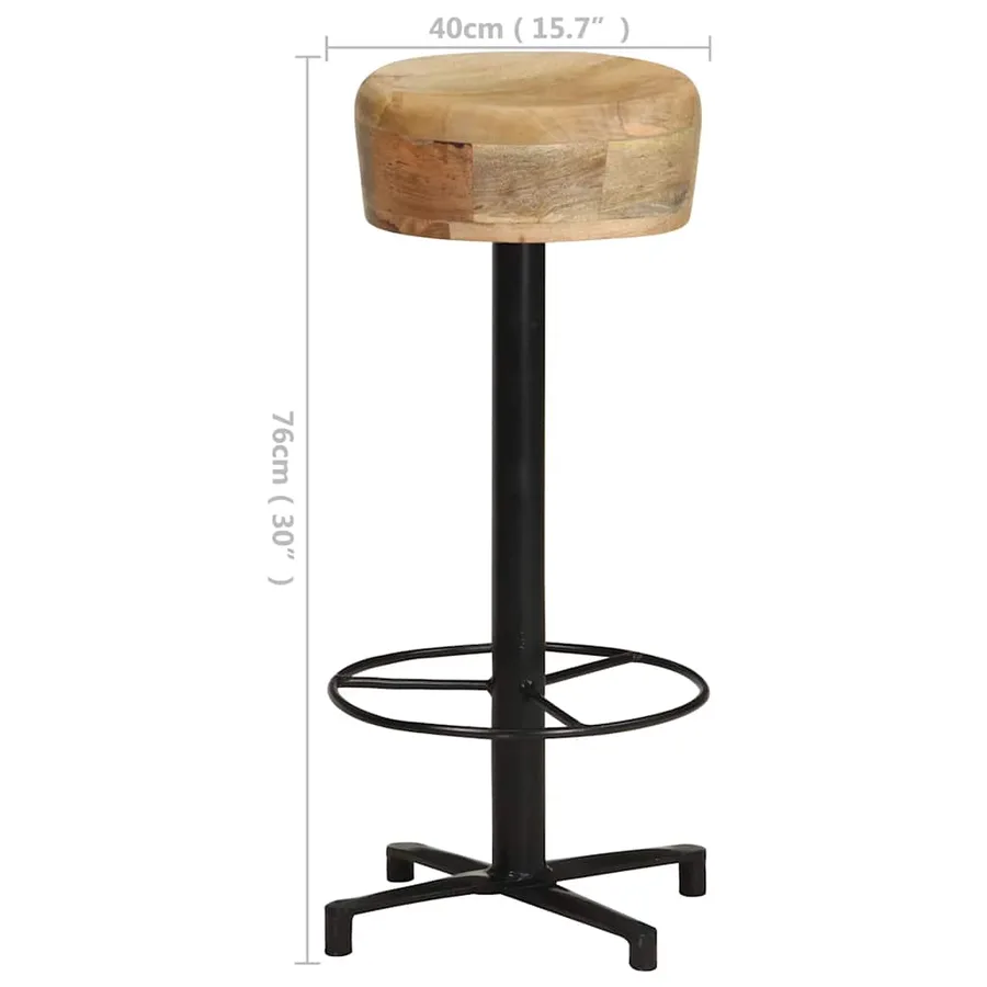 Tabourets de bar lot de 2 76 cm bois de manguier massif - 6