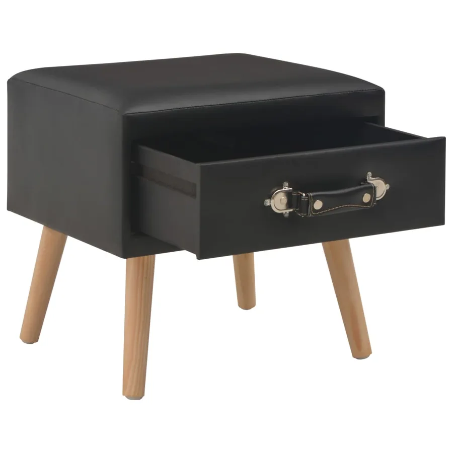 Tables de chevet 2 pcs Noir 40x35x40 cm Similicuir - 3