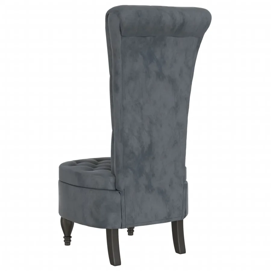Chaise à dossier haut gris foncé velours conception de bouton - 5