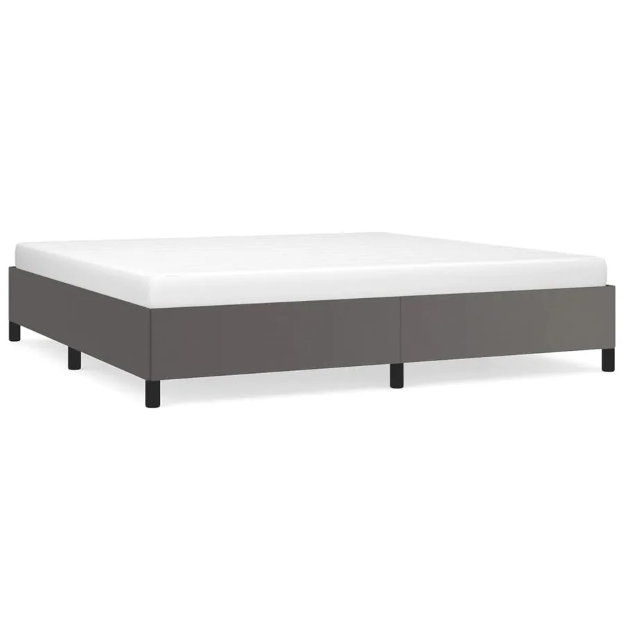 Cadre de lit sans matelas gris 200x200 cm similicuir - 2