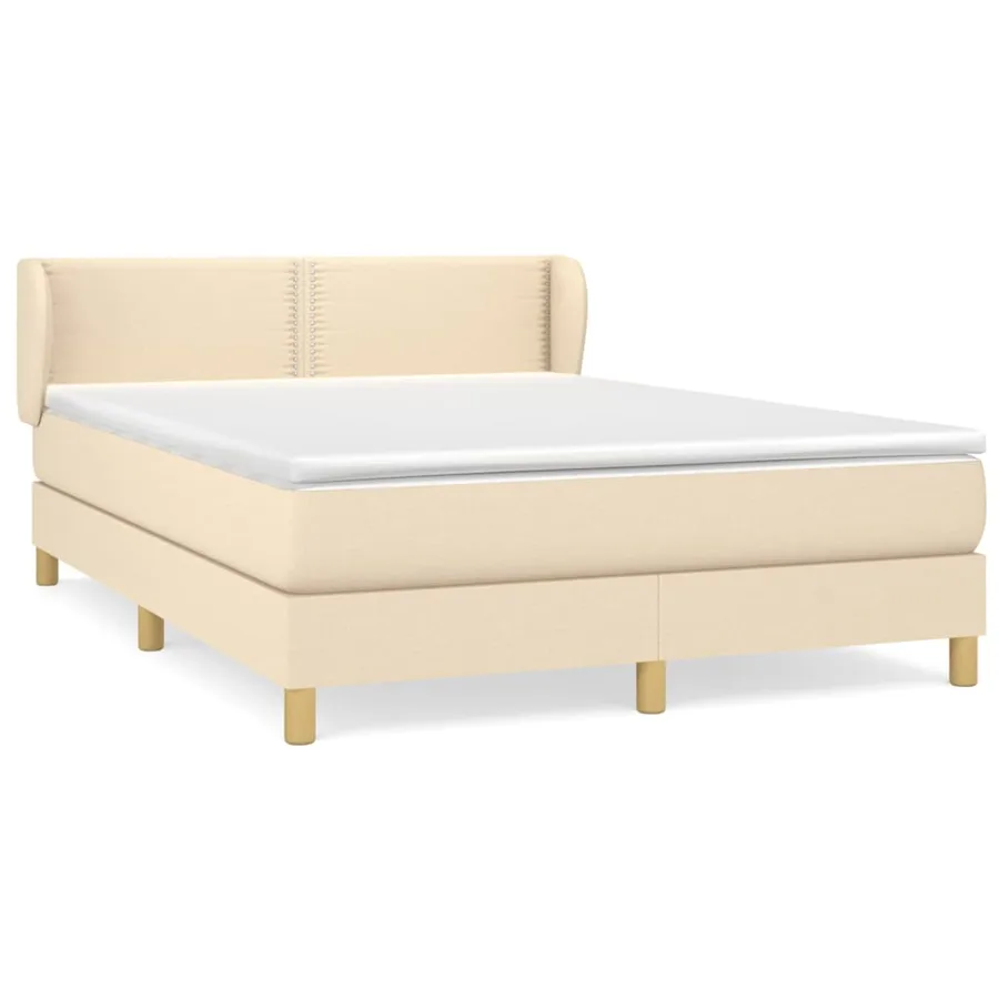 Sommier à lattes de lit avec matelas Crème 140x190 cm Tissu - 2