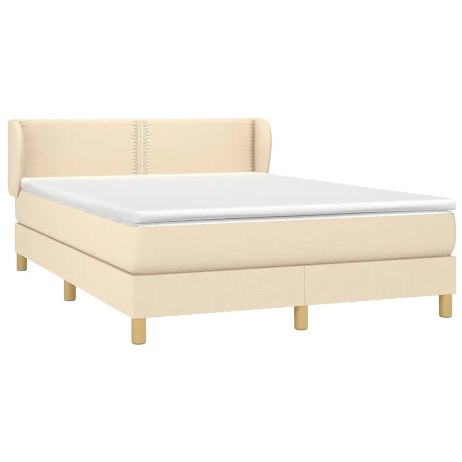 Sommier à lattes de lit avec matelas Crème 140x190 cm Tissu - 3