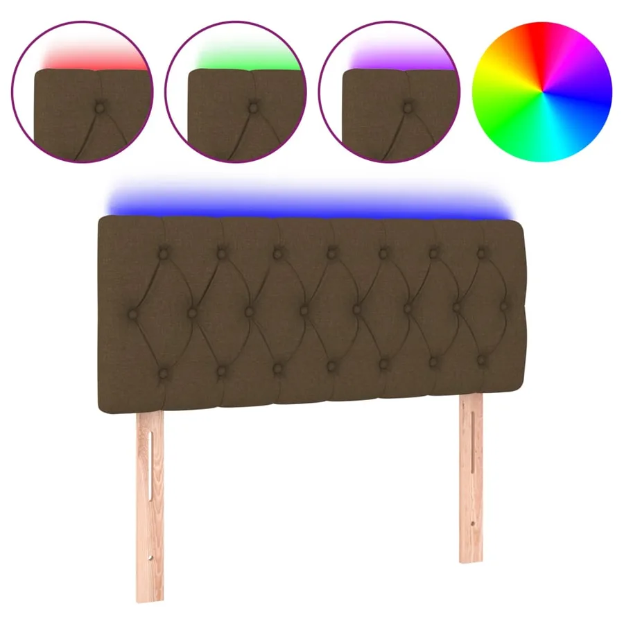 Tête de lit à LED Marron foncé 90x7x78/88 cm Tissu - 2