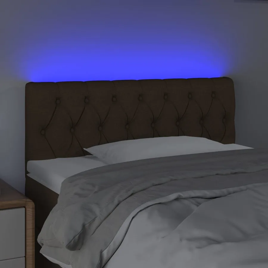 Tête de lit à LED Marron foncé 90x7x78/88 cm Tissu - 3