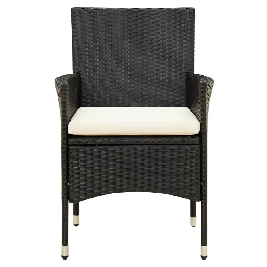 Chaises de jardin lot de 2 avec coussins Résine tressée Noir - 3