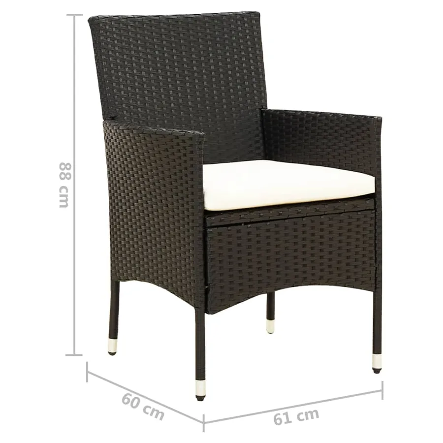 Chaises de jardin lot de 2 avec coussins Résine tressée Noir - 7